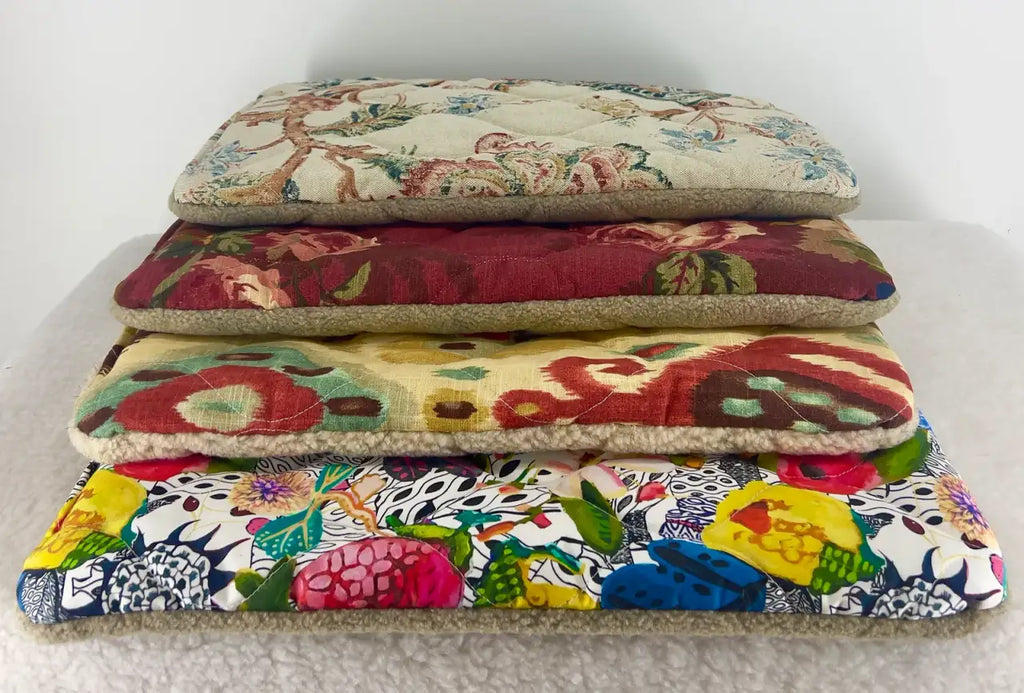 Dog Crate Bed Packs in Assorted Berber and Patterned Fabrics with Four Quilted Layers and No Loose Stuffing