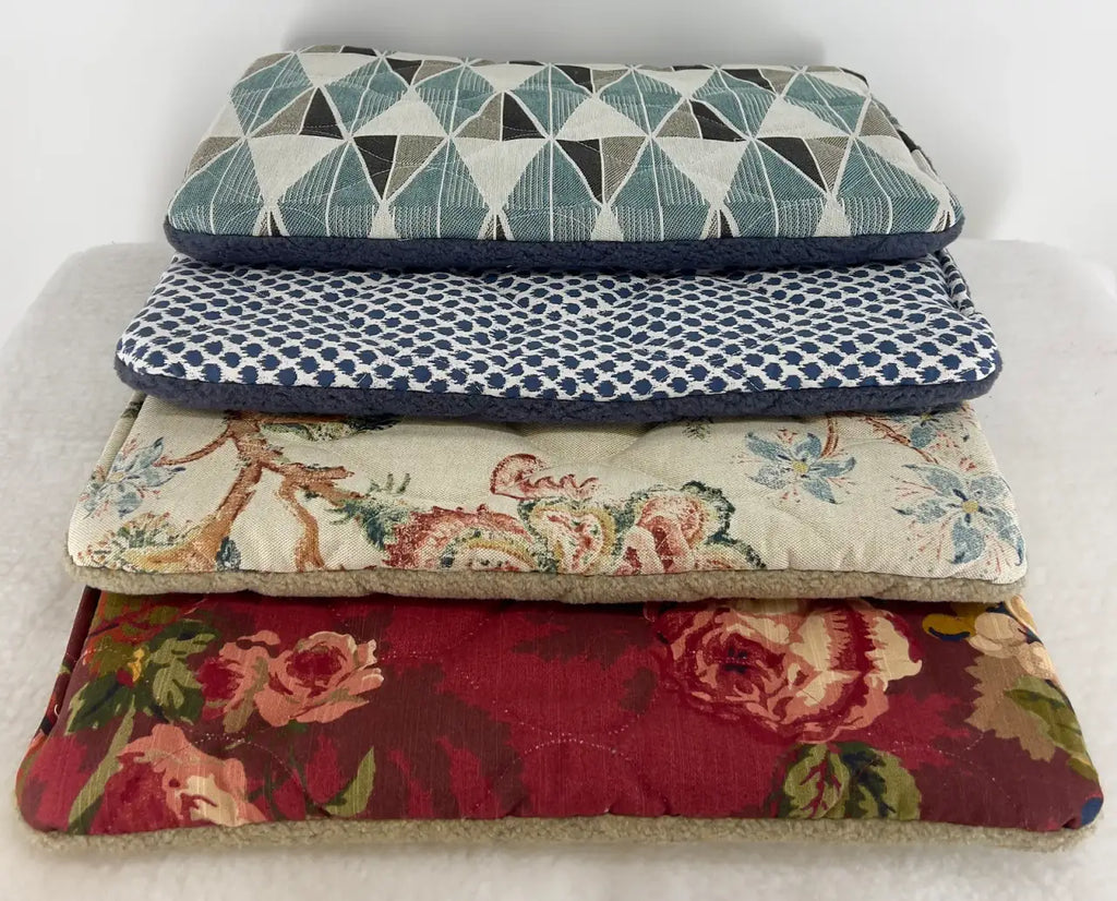 Dog Crate Bed Packs in Assorted Berber and Patterned Fabrics with Four Quilted Layers and No Loose Stuffing