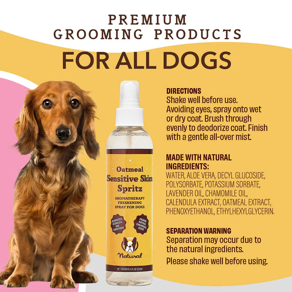 Dog Deodorizing Spray for Sensitive Skin with Gentle Aromatherapy, Detangling and Conditioning Care Between Baths