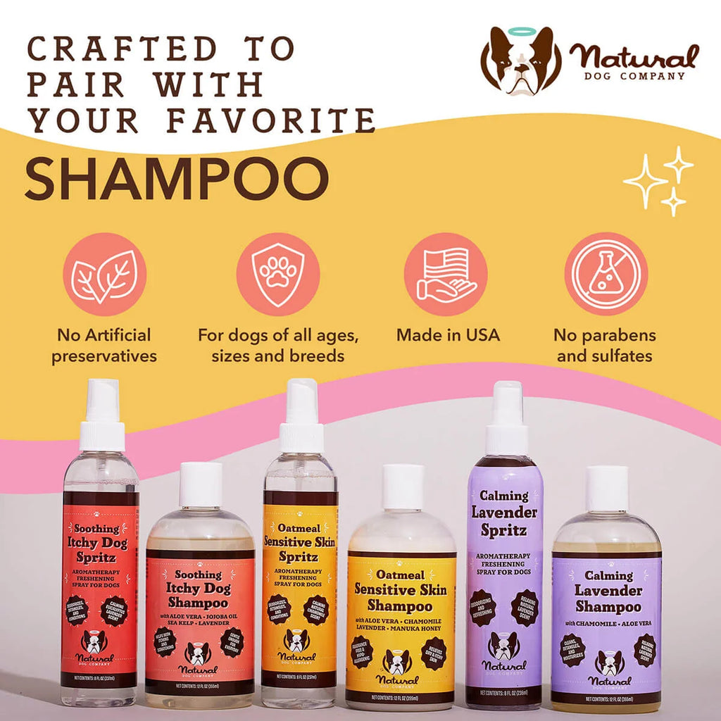 Dog Deodorizing Spray for Sensitive Skin with Gentle Aromatherapy, Detangling and Conditioning Care Between Baths