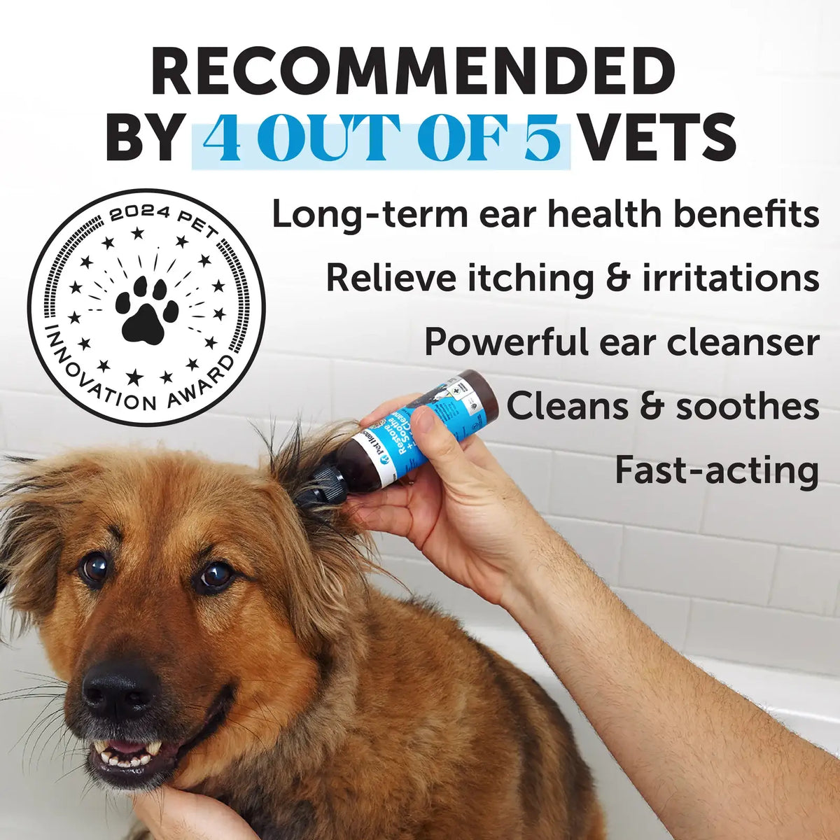 Dog Ear Cleaner Solution, 4 Ounce Pet Ear Rinse with MicroSilver BG, Aloe and Lavender for Routine Ear Care