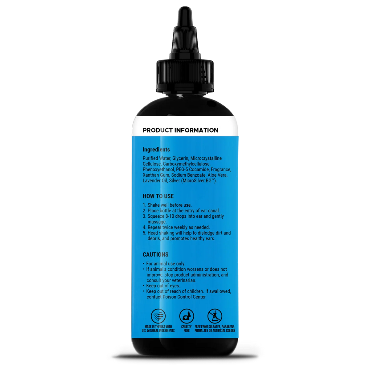 Dog Ear Cleaner Solution, 4 Ounce Pet Ear Rinse with MicroSilver BG, Aloe and Lavender for Routine Ear Care