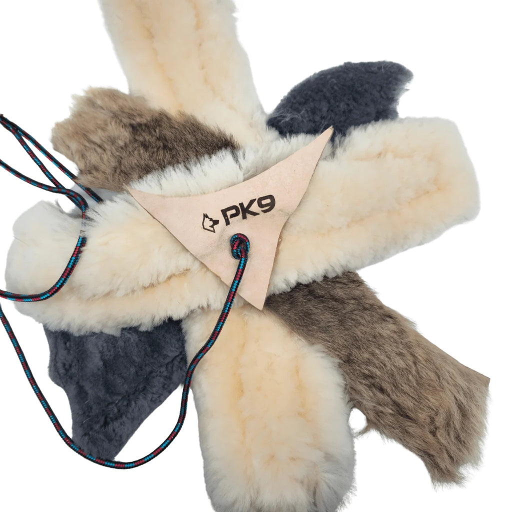 Dog Flirt Pole Tug Attachments Handmade in Australia for Interactive Training and Controlled Tugging — Fluffy Puppy Sheepskin