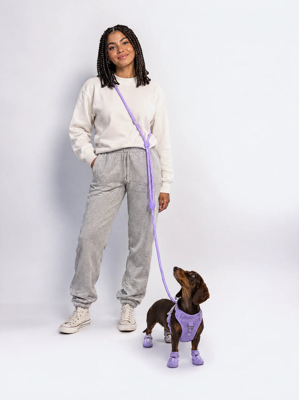 Dog Harness and Leash Set with Adjustable Harness and Convertible Hands-Free 73-Inch Leash for Daily Walks