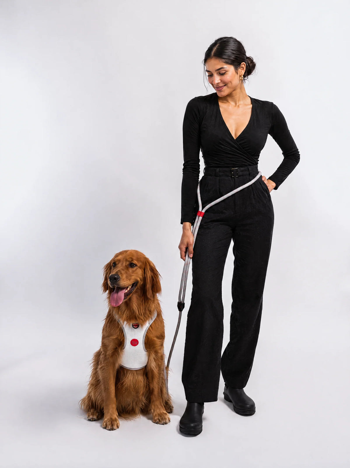 Dog Harness and Leash Set with Adjustable Harness and Convertible Hands-Free 73-Inch Leash for Daily Walks