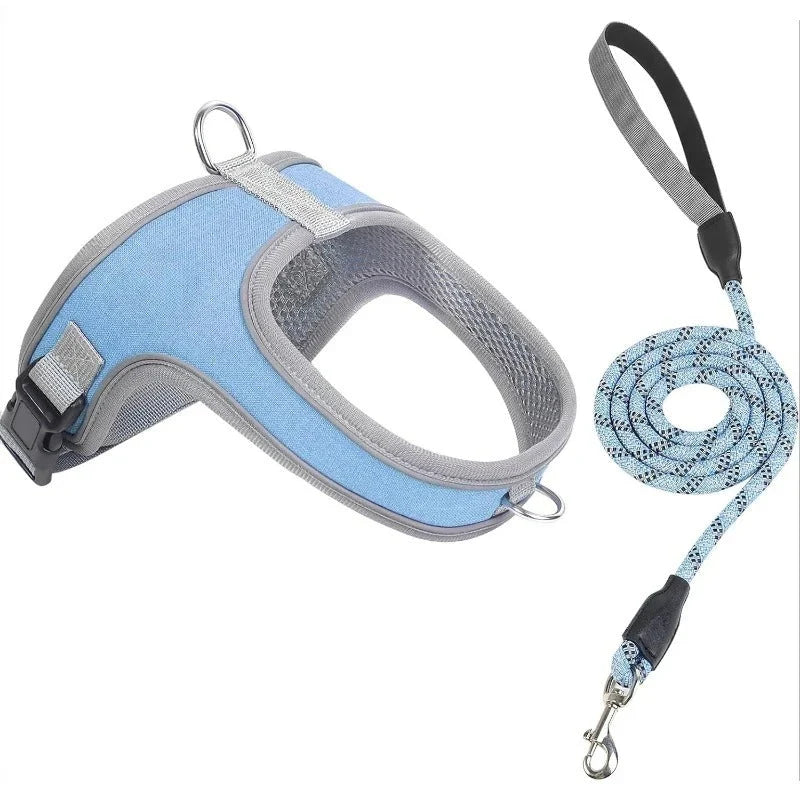 Dog Harness and Leash Set with Reflective Stitching and Breathable Mesh Lining for Everyday Walks