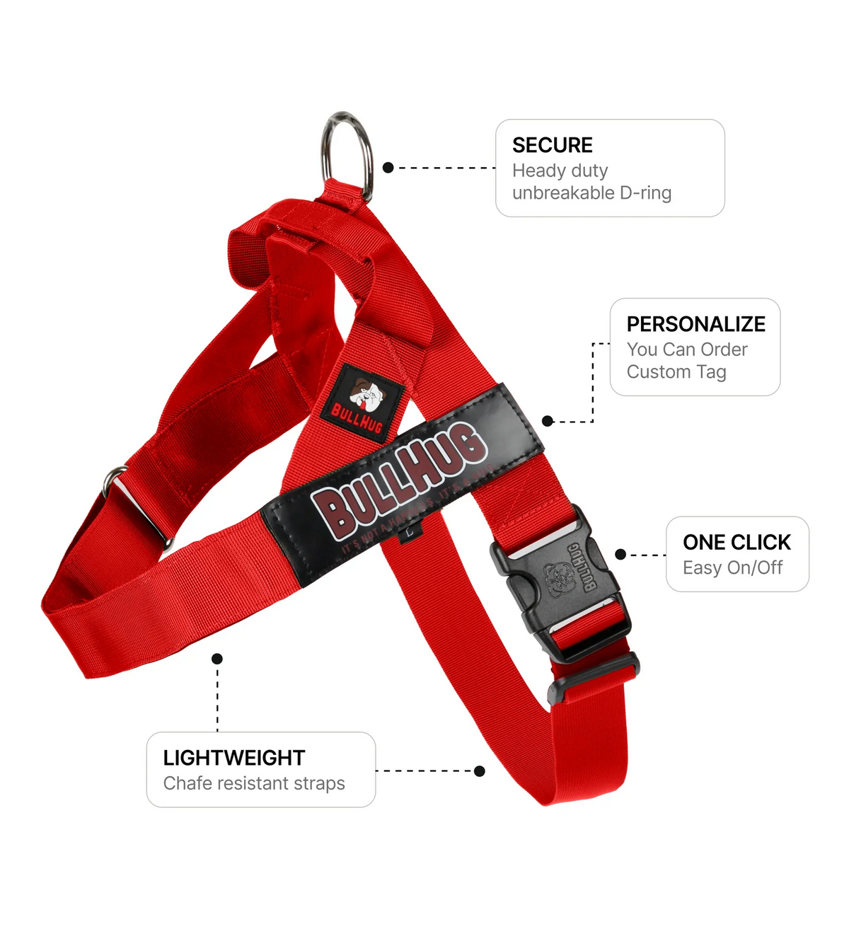 Dog Harness in Fire Truck Red