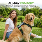 Dog Harness with No-Pull Control, Reflective Visibility, Adjustable Sizes and Multi-Point Leash Attachments for Active Wal