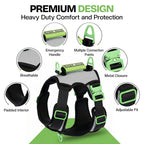 Dog Harness with No-Pull Control, Reflective Visibility, Adjustable Sizes and Multi-Point Leash Attachments for Active Wal