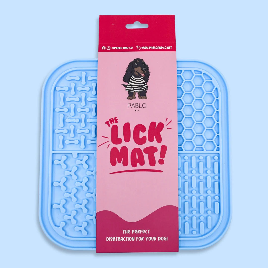 Dog Lick Mat in Food-Grade Silicone, Blue