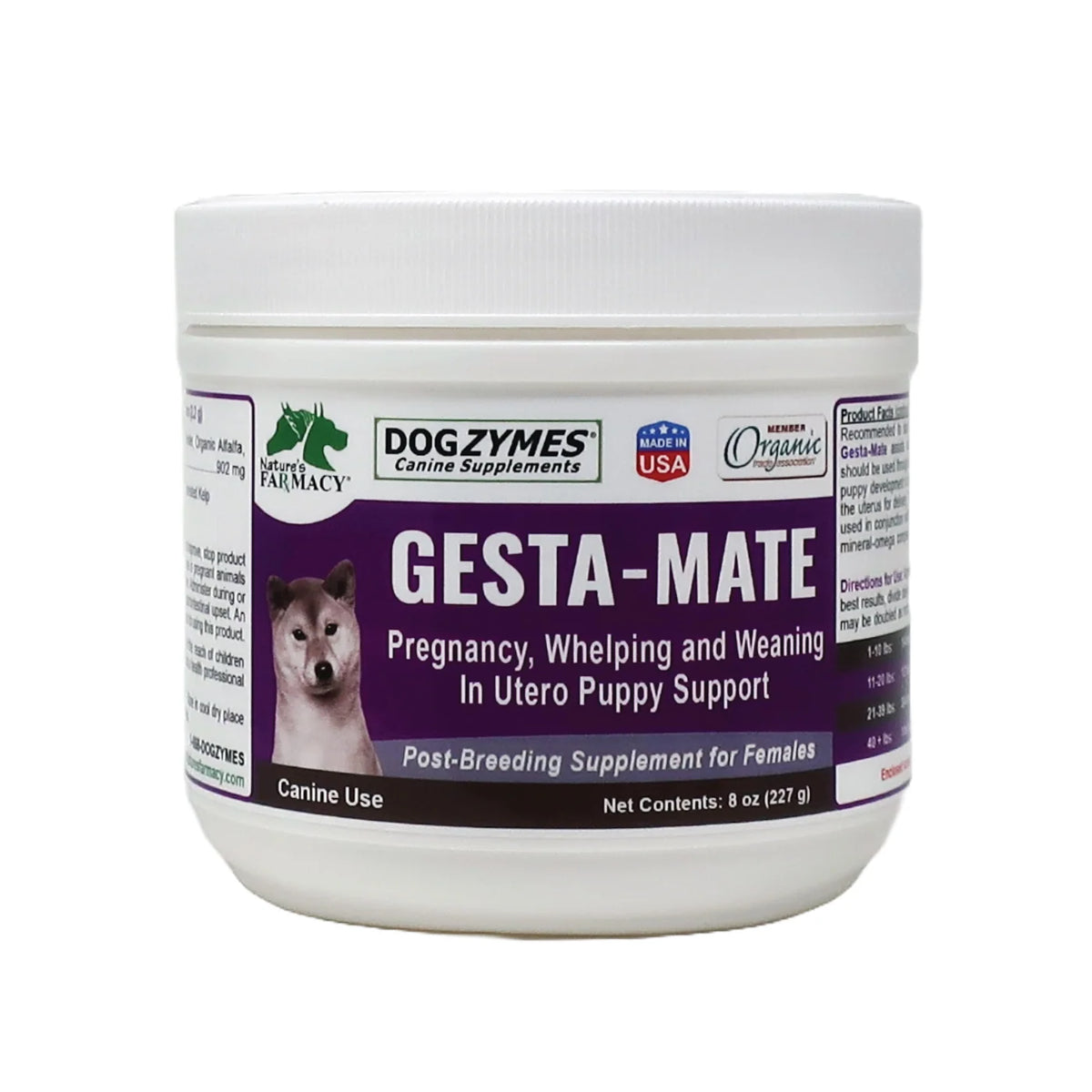 Dog Pregnancy and Breeding Supplement Powder with Folic Acid and Red Raspberry Leaf, 8 oz to 4 lb Sizes — 8 oz