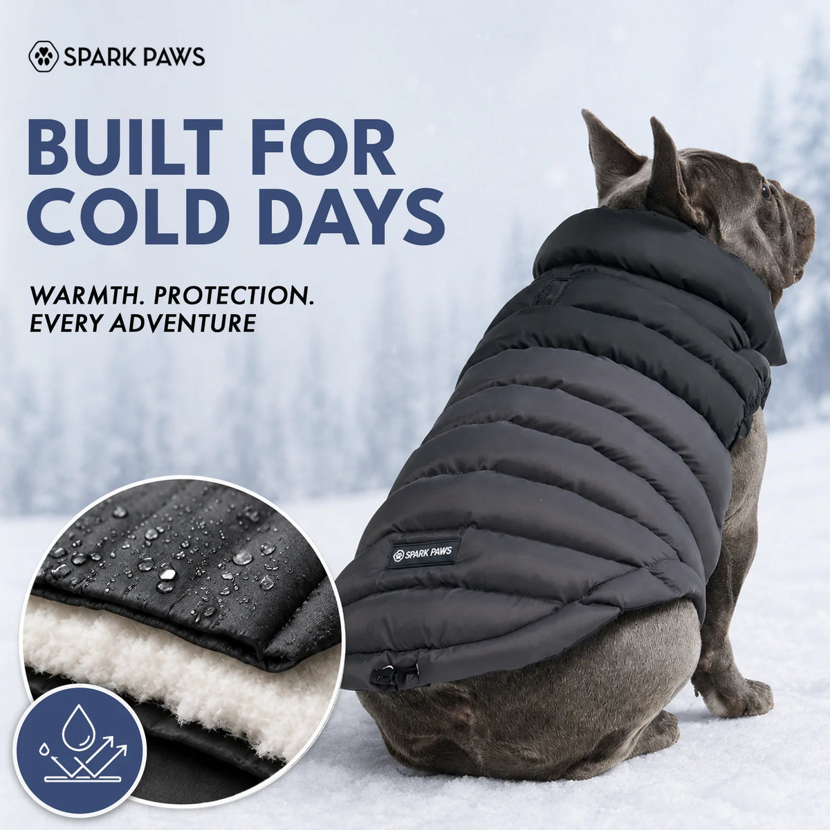 Dog Puffer Winter Jacket in Black