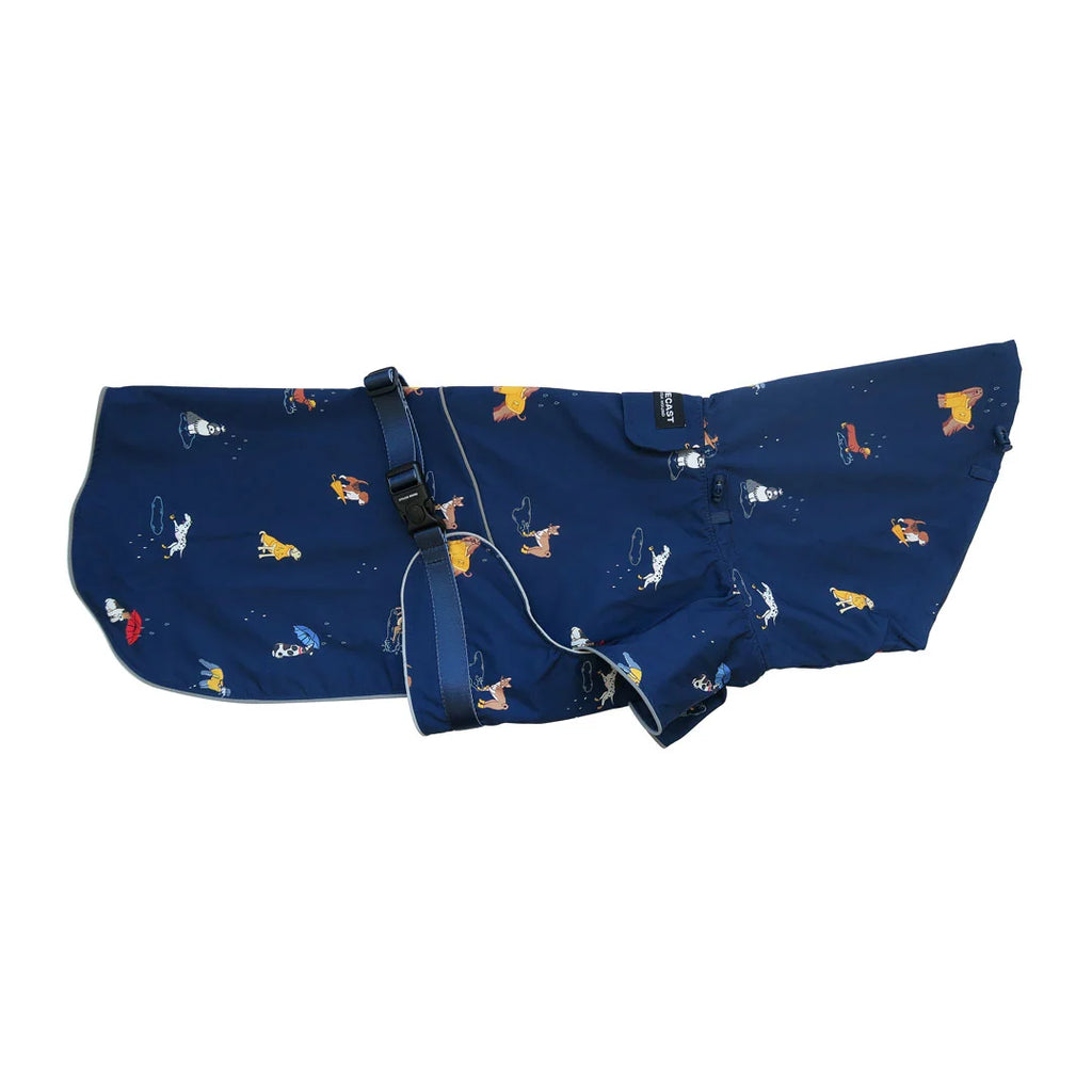 Dog Raincoat with Waterproof Windproof Coverage, Adjustable Belly Strap, Hood, Harness Openings and High-Visibility Detail