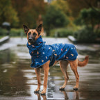 Dog Raincoat with Waterproof Windproof Coverage, Adjustable Belly Strap, Hood, Harness Openings and High-Visibility Detail