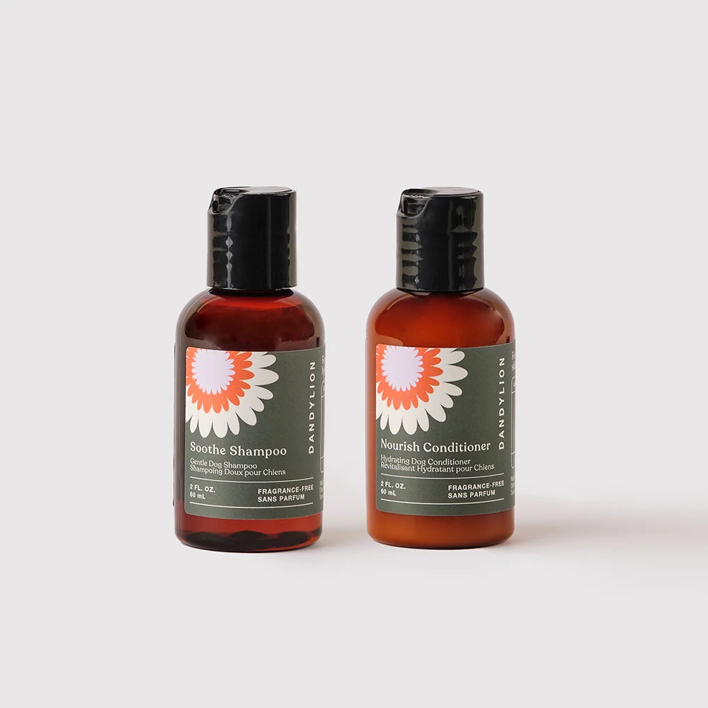 Dog Shampoo and Conditioner Mini Bath Set, Two 60mL Bottles