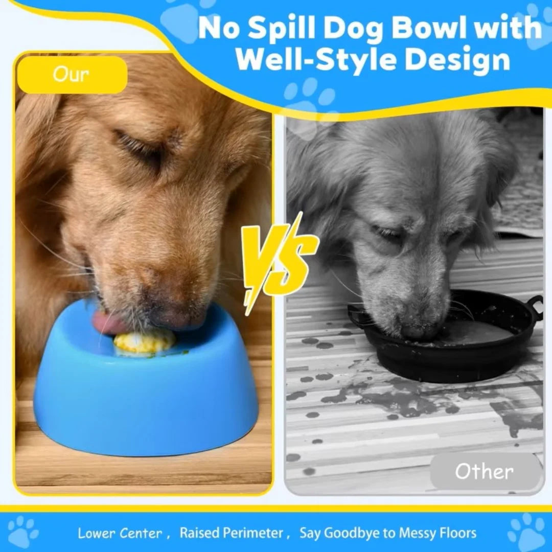 Dog Slow Feeder Bowl for Liquid Treats with a Smooth Floating Ball to Help Reduce Splashes During Feeding