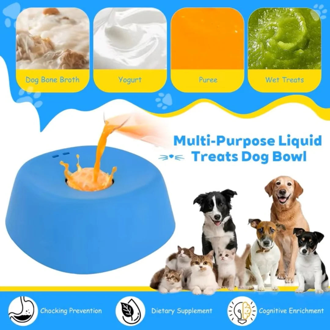 Dog Slow Feeder Bowl for Liquid Treats with a Smooth Floating Ball to Help Reduce Splashes During Feeding