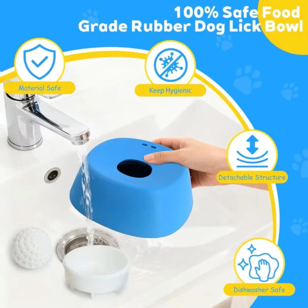 Dog Slow Feeder Bowl for Liquid Treats with a Smooth Floating Ball to Help Reduce Splashes During Feeding