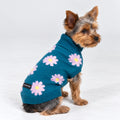 Dog Sweater with Soft Knit Stretch, Ribbed Trim, Deep V Potty Cut and Seven Printed Designs — Flower Dog Sweater / S
