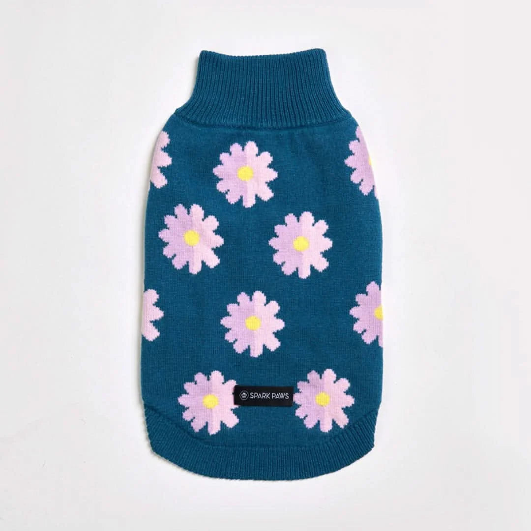 Dog Sweater with Soft Knit Stretch, Ribbed Trim, Deep V Potty Cut and Seven Printed Designs