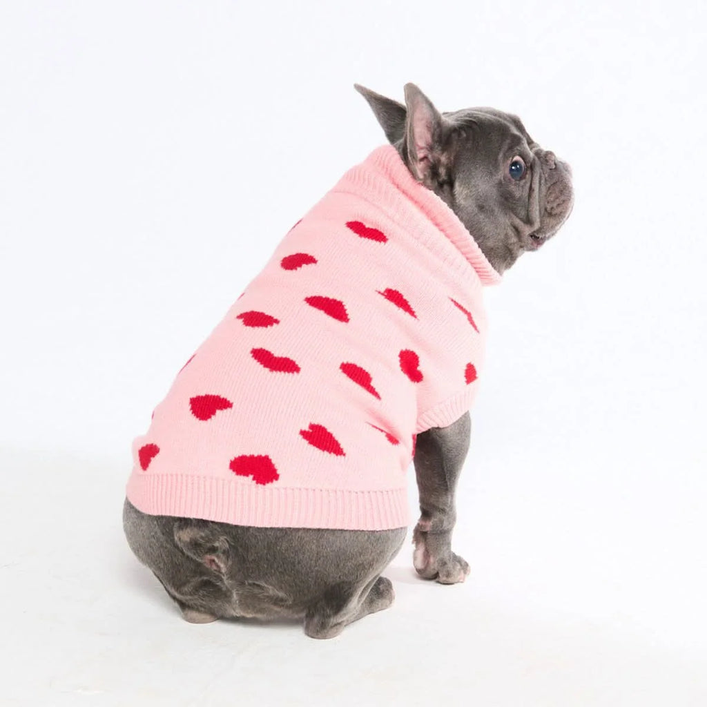 Dog Sweater with Soft Knit Stretch, Ribbed Trim, Deep V Potty Cut and Seven Printed Designs