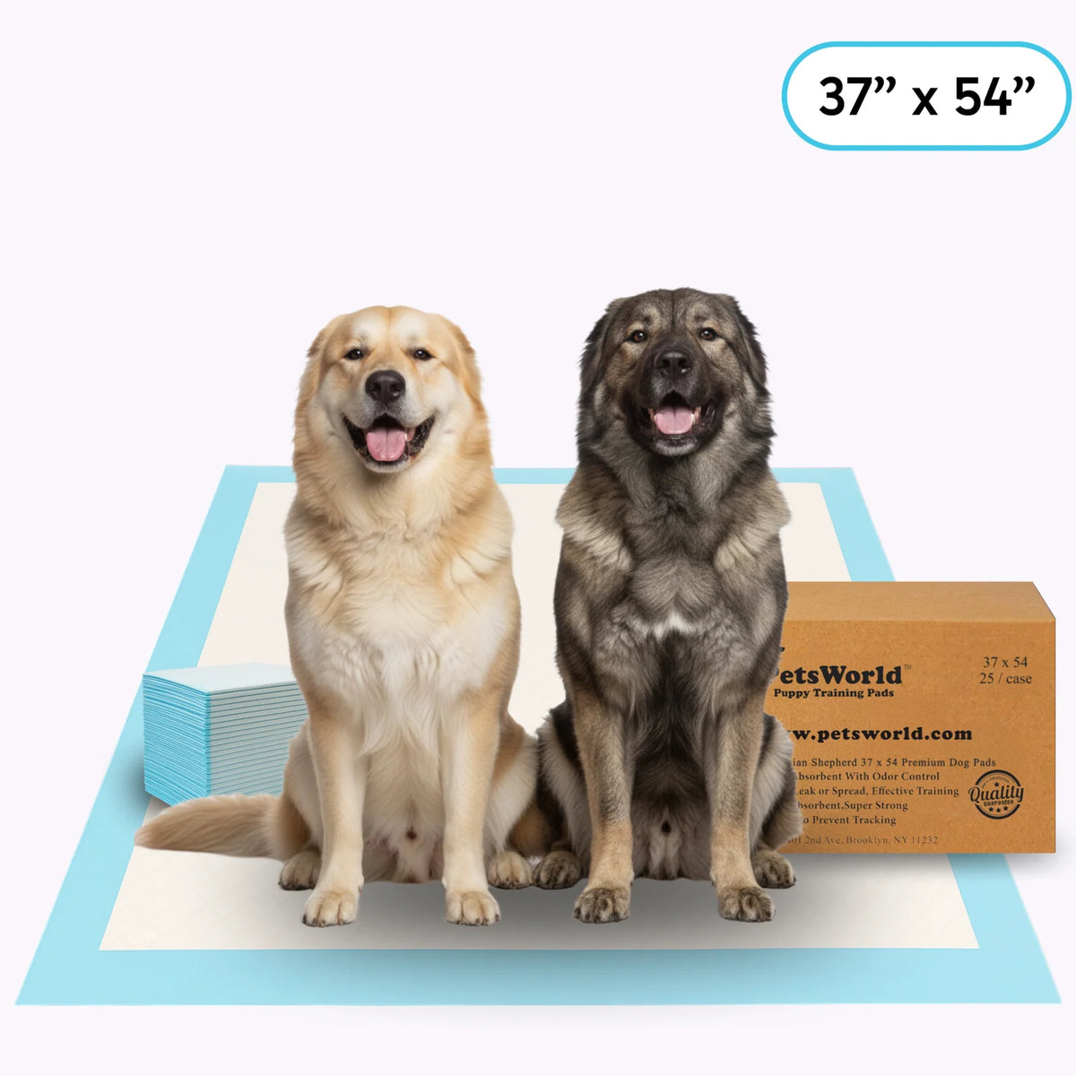 Dog Training Pads 37 x 54 Inch, 5-Layer Leak-Resistant Potty Pads with Attractant, Unscented or Fresh — 25 Count / Unscented
