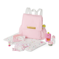 Doll Diaper Bag Set with Changing Pad, Cloth Diapers, Bottles and Pretend Snack Accessories