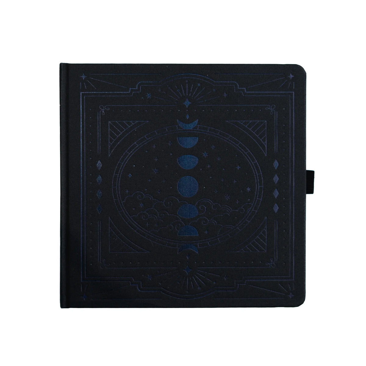 Dot Grid Notebook with an Embossed Celestial Black Buckram Cover and 160 White Pages for Journaling