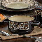 Double Handled Soup Bowl in Reactive Glaze Stoneware, 28 Ounces