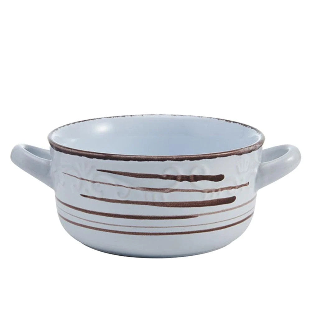 Double Handled Soup Bowl in White Stoneware