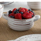 Double Handled Soup Bowl in White Stoneware