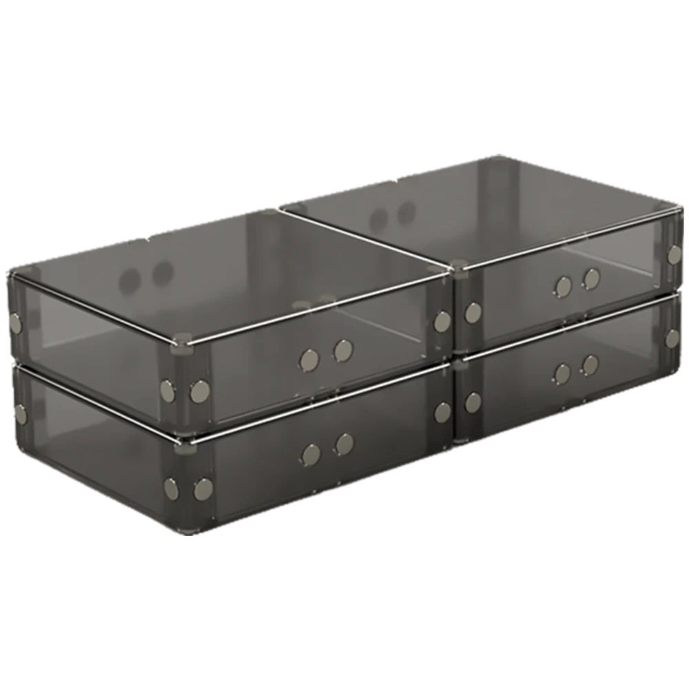 Double Piece Keeper Trays 4-Pack for Board Game Cards and Grouped Tokens, Magnetic Stackable Modular Storage Boxes