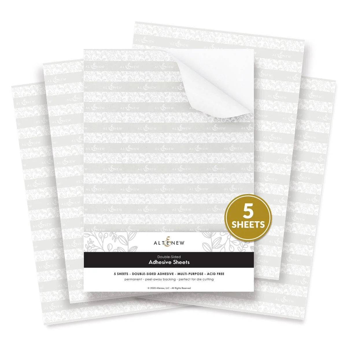 Double-Sided Adhesive Sheets, 5-Pack for Die-Cutting, Glitter, Embellishments and Permanent Craft Projects