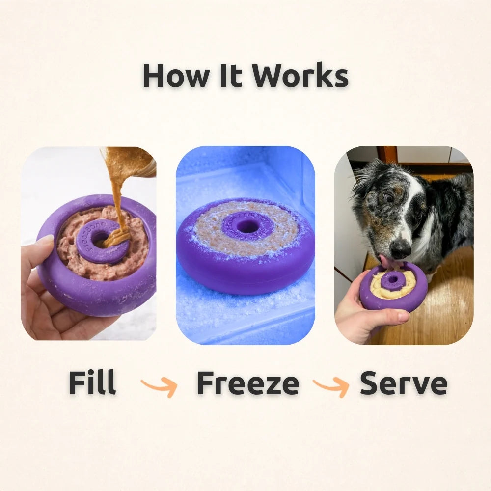 Doughnut Dog Treat Toy in Natural Rubber