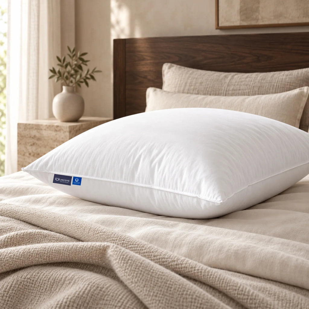 Down Pillow for Sleeping with Canadian Down Fill, Standard, Queen, or King Sizes and Soft, Medium, or Firm Support