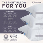 Down Pillow for Sleeping with Canadian Down Fill, Standard, Queen, or King Sizes and Soft, Medium, or Firm Support