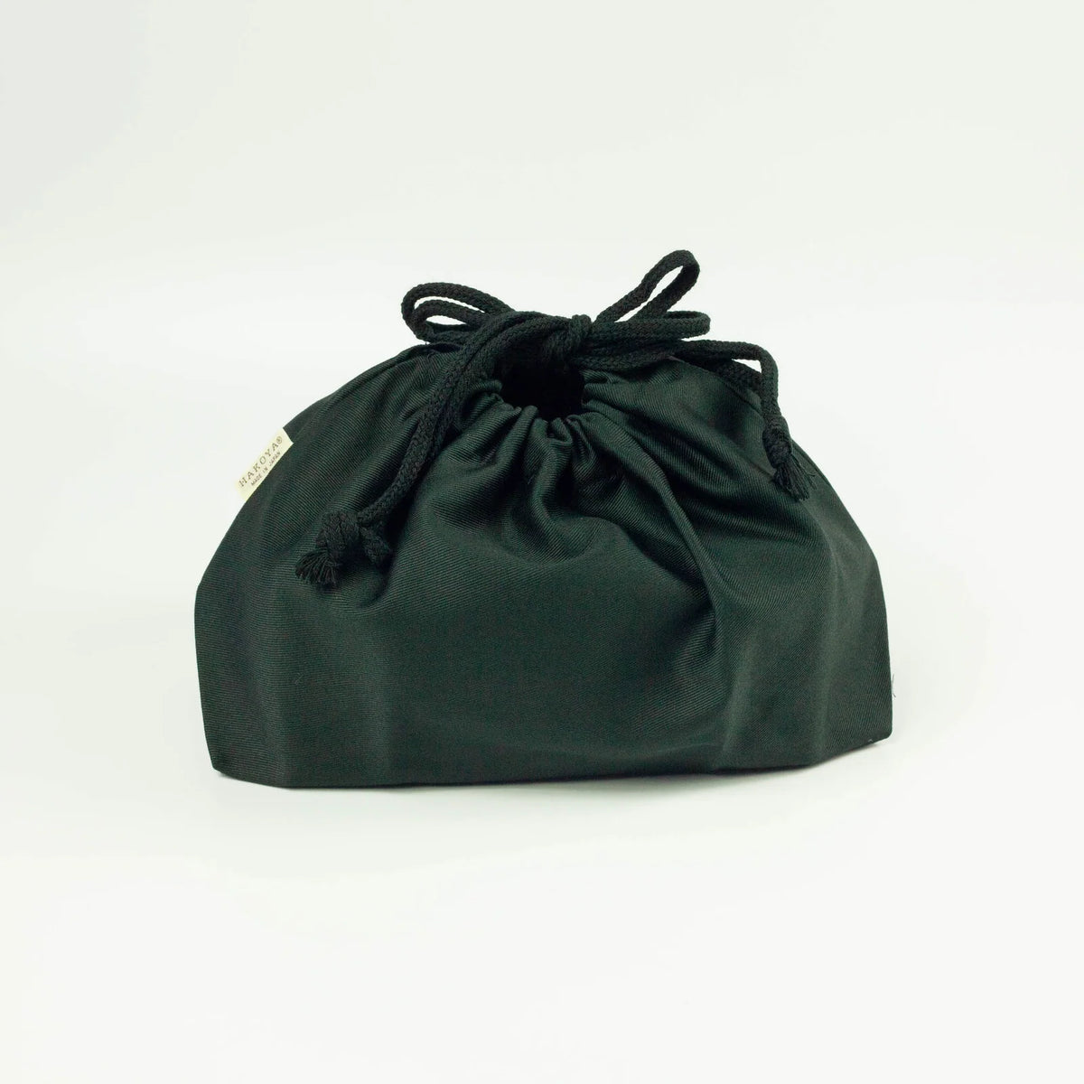 Drawstring Bento Lunch Bag in Black, Made from 100% Cotton in