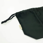 Drawstring Bento Lunch Bag in Black, Made from 100% Cotton in