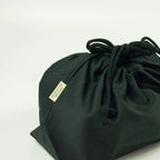 Drawstring Bento Lunch Bag in Black, Made from 100% Cotton in