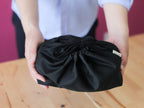 Drawstring Bento Lunch Bag in Black, Made from 100% Cotton in