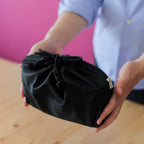 Drawstring Bento Lunch Bag in Black, Made from 100% Cotton in