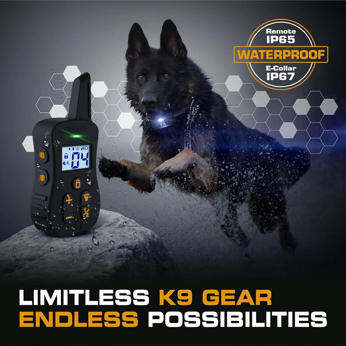 Dual Dog Training Collar System with Remote, 124 Levels, Night Light, IP67 Receivers and 1,100-Yard Range