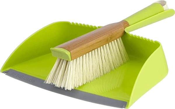Dustpan and Brush Set with Soft Edge, Built-In Scraper and Comb, Locking Brush, and Easy Storage