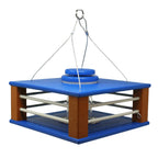 Eastern Bluebird Mealworm Feeder with a Clear Tube and 3.75–4 Cup Capacity for Backyard Feeding — Blue/Cedar