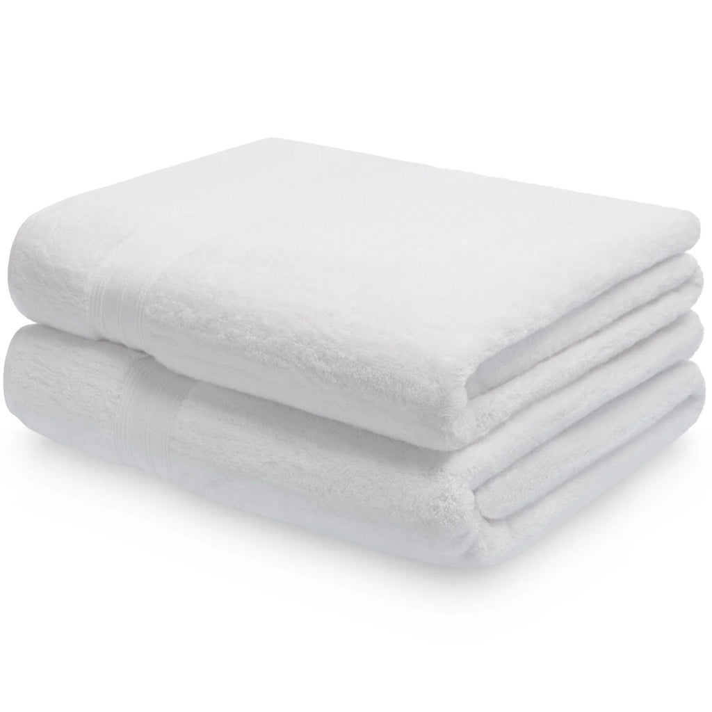 Egyptian Cotton Bath Sheets in a Pair, Generously Sized at 100 x 160 cm for a Plush After-Bath Wrap — White