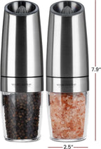 Electric Salt and Pepper Grinder Set, 2-Piece Gravity-Activated Design for Easy One-Handed Seasoning
