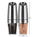 Electric Salt and Pepper Grinder Set, 2-Piece Gravity-Activated Design for Easy One-Handed Seasoning — Silver