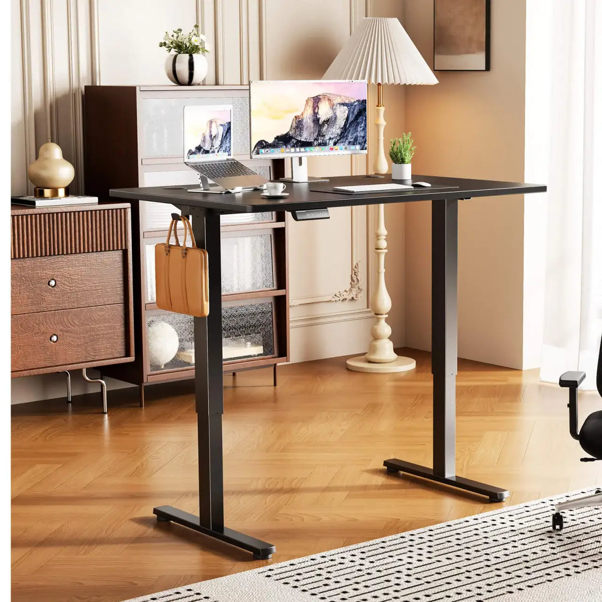 Electric Standing Desk with Three Memory Presets and Cable Management for a More Organized Home Office — Black / 40'' x 24"