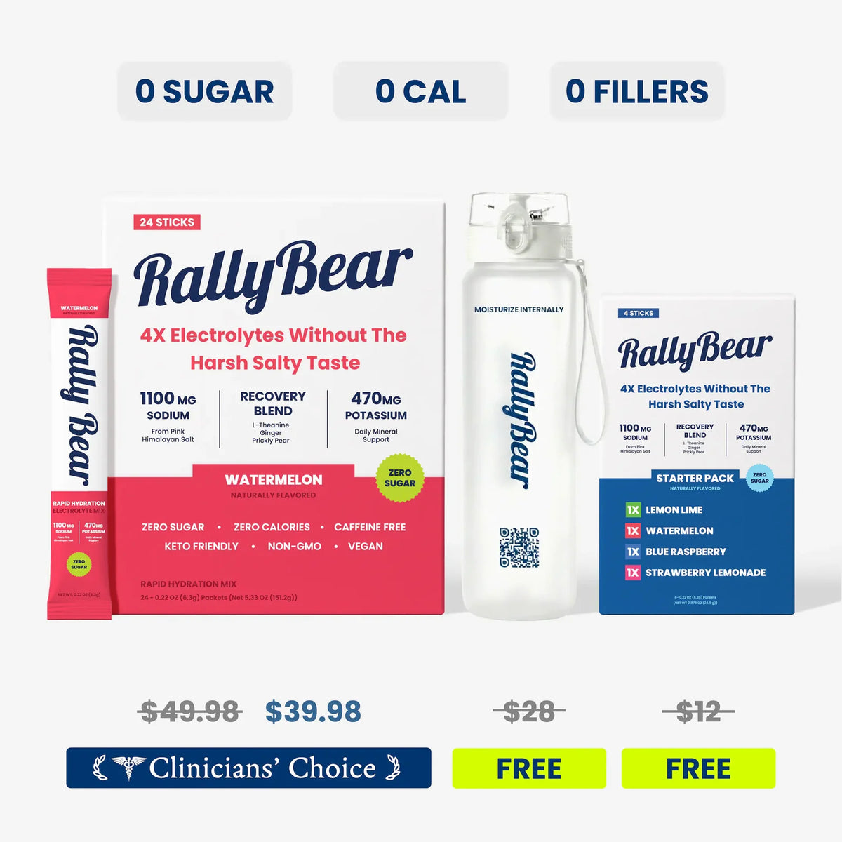 Electrolyte Drink Mix for Daily Hydration with Pink Himalayan Salt, Zero Sugar and Zero Calories