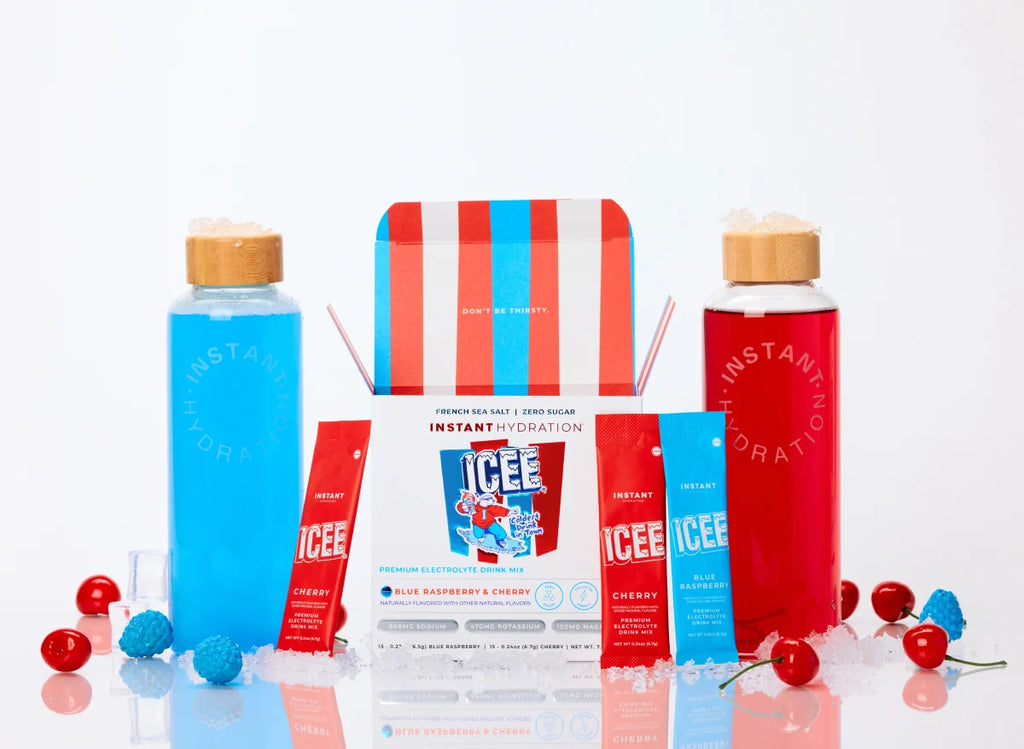 Electrolyte Drink Mix Powder with Blue Raspberry and Cherry Flavors for Zero-Sugar Hydration
